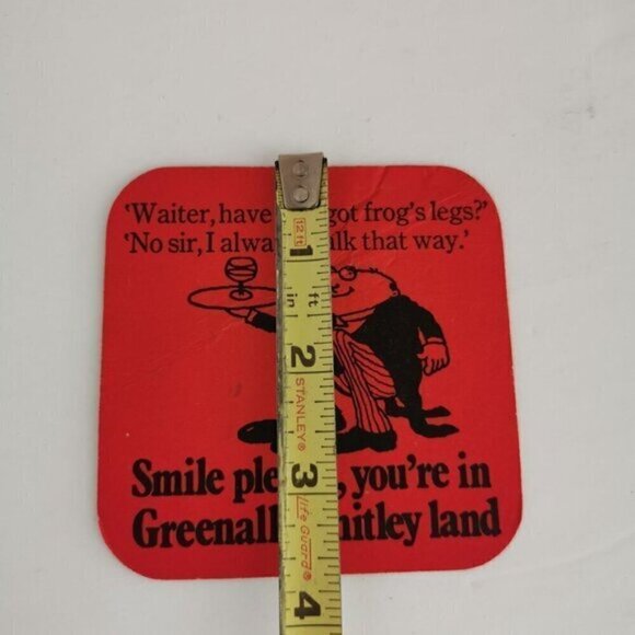 Vintage Greenall Whitley Beer Coaster Jokes Puns Beer Mat 2-Sided Smile Please - Picture 5 of 5